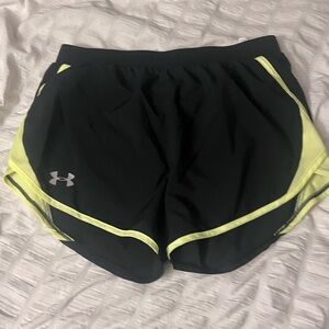 Under Armour Women's Athletic Shorts in Black and Neon Yellow
